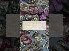 Vải thêu lông lông bền và thanh lịch màu lông lông lông đục sang trọng vải renda tiệc cưới Lễ hội Vải thêu chất lượng cao