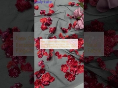 Bộ sưu tập mới Red Sequin thêu vải renda 3D hoa thanh lịch trang trí cưới