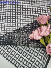 Vải thêu GEO Sequin màu đen 124cm cho trang phục dạ hội