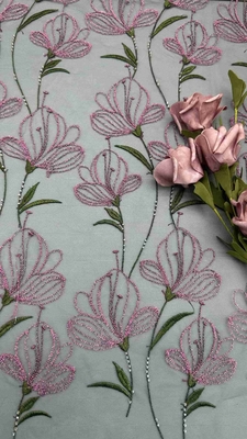 Hoa tulip ren vải thêu màu Lady Dress Dệt may