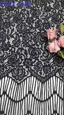 Long Fringes Hoa Mô hình Màu đen Chất lượng cao Full Width Corded Lace Fabric For Fashin Women Cloth 140cm Width