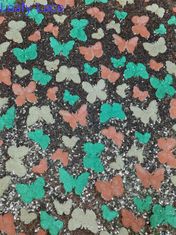 Vũ bướm màu sắc chất lượng cao Soft Sequin thêu vải Patttern mảnh Dye lưới đất cho trang phục thời trang