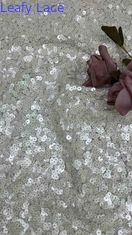 51 Inch màu ngà cao chất lượng hình tròn Bead Sequin lưới thêu Dentel váy vải cho váy buổi tối