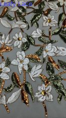 Mái hoa tinh tế Mesh Sequin vải thêu cho trang trí gia đình phụ nữ quần áo