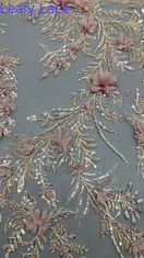 Đẹp 3d hoa Sequin thêu lưới vải 3D đúc