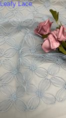 100% Nylon Full Width Light Blue Color Tulle Mesh Thêu vải bền vững