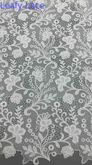 Full Width Chemical Embroidery Fabric In White Floral Patterns Corded Textures For Fashion Women Clothing (Thiết kế thêu hóa học rộng đầy đủ)