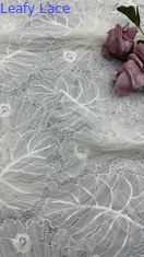 Vải đan thêu màu trắng thở và thanh lịch thêu lưới lá lá thời gian cưới