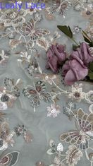 Màu sắc hoa Sequin thêu lát lát vải trang trí lưới lá tùy chỉnh
