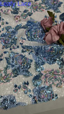 100% polyester màu sắc Sequin thêu vải hoa sang trọng phong cách Pháp