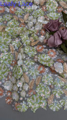 Vải ren lưới sequin lấp lánh cho áo choàng 100% polyester Vải thêu sequin nhiều màu