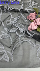 Vải ren thêu 100% cotton lưới cho váy dạ hội màu đen vàng, váy sinh nhật