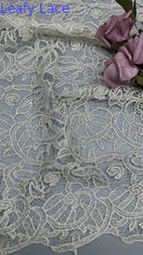 Vải ren Chantilly Pháp 100% polyester dùng cho áo choàng, váy, màu trắng rỗng cho váy cưới