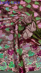Vải thêu 3D hoa sequin cho áo choàng dự tiệc, đầm cao cấp