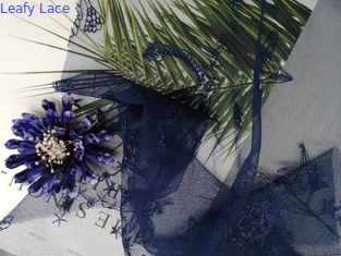 Động vật biển Hải quân Thêu lưới ren Vải áo cưới ren