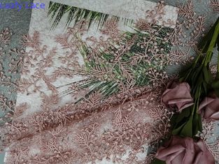 Vải thêu ren hoa màu hồng Vải ren đám cưới của sân