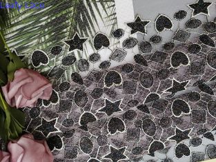 Hình dạng ngôi sao Vải thêu kim loại Lurex cho váy bé gái