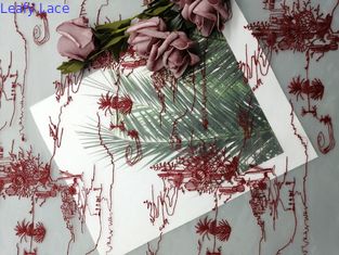 Vải tuyn lưới thêu ren đỏ cho váy cô gái