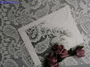 Vải ren cô dâu trắng Chantilly Paisley kiểu Pháp nhẹ