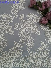 Ivory Poly thêu móc vải ren cho váy cô gái
