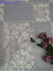 Màu be bông thêu vải dệt dây trải giường Vải tuyn hoa