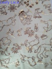 Màu sâm banh Sequin Vải thêu Cô gái Váy ren lưới sequin