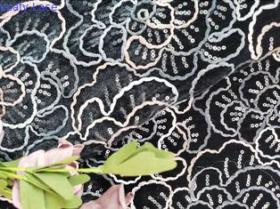 Vải nhung Sequin Thêu Vải dạ hội Thêu