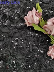 Vải ren đen thêu ren cao cấp cho trang phục buổi tối