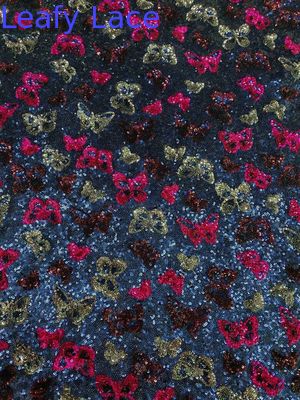 Piece Dye Flower Sequin Embroidered Fabric For High-End Fashion Designers