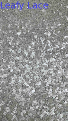 51 Inch Ivory Color High Quality Circular Bead Sequin Netting Embroidery Lace Dress Fabric For Evening Dress