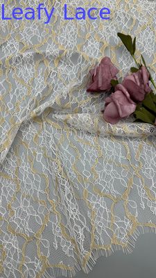 Spring And Summer Season French Chantilly Two-Tone Color Thread Lace With Floral Design With Eyelash Scallop Lightweight For Fashion Dress