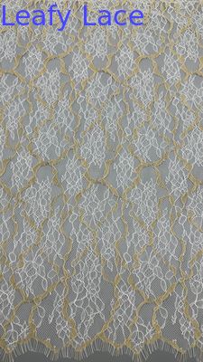 Spring And Summer Season French Chantilly Two-Tone Color Thread Lace With Floral Design With Eyelash Scallop Lightweight For Fashion Dress