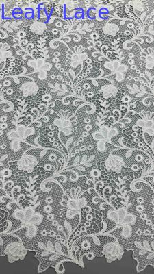 Full Width Chemical Embroidery Fabric In White Floral Patterns Corded Textures For Fashion Women Clothing