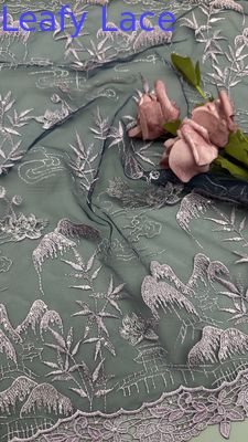 100% Cotton Embroiderey Lace Fabric Floral Style Breathe and Elegant Embroidered Fabric