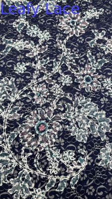 Customized Embroidery Lace Fabric Elegant 3D Floral Embroidered Luxary 100% Cotton