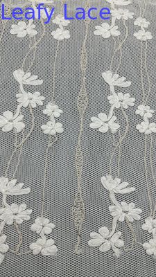 Customized Corded Embroidered Lace Fabric Elegent Leafy Embroidery Fabric