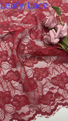 Red Embroidered  Mesh Lace Trim Tulle Fabric Gallery Custom Designs For Party Dresses