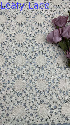 Sun Design Leafy Corded Lace Fabric Hollow-up Circle for Evening Dresses Summer Clothing