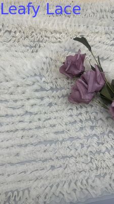 Pleated Lace Fabric 100% Polyester Mesh Ground Breathe Luxury for Wedding Dress