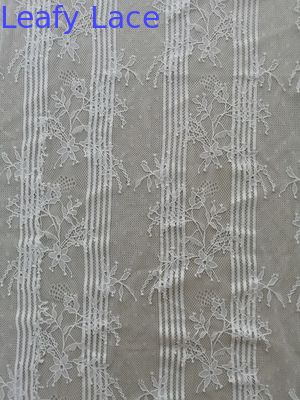 Scallop Polyester White Eyelash Lace Trim Fabric For Bridal Dress