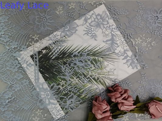 Grey Eyelash Scallop Edge Lace Fabric For Lady Evening Dress
