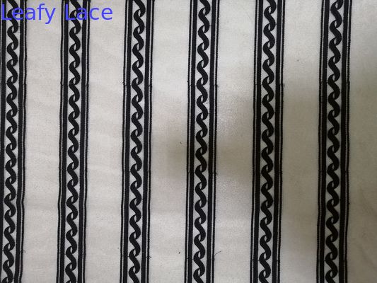 Nylon Linear Geometric Black Embroidered Lace Fabric