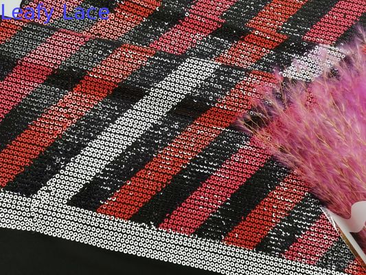 Party Colored Linear Printed Embroidered Sequin Lace Fabric