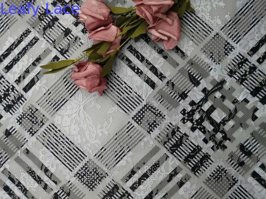 Polyester Floral Printed Lace Fabric For Lady Evening Dress