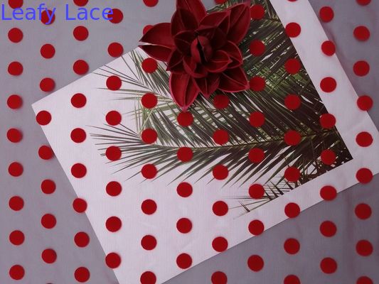 Red Large Polka Dot Tulle Flocked Mesh Fabric