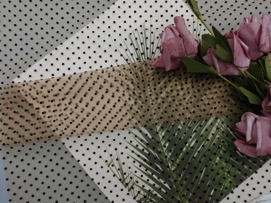 Black Dot Flocking Tulle Mesh Flocked Mesh Fabric