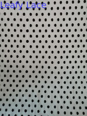 Black Dot Tulle Crinkle Flocked Pleated Mesh Fabric