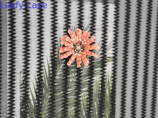 Zipper Mesh Coat Black Polyester Pleated Lace Fabric