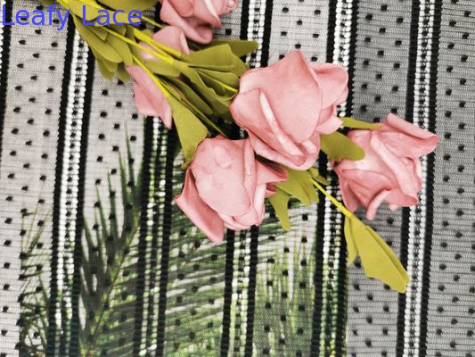 Mesh Pleated Dot Embroidery Striped Lace Fabric