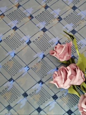 Navy Color 125CM Digital Printed Lace Fabric Grid Tulle